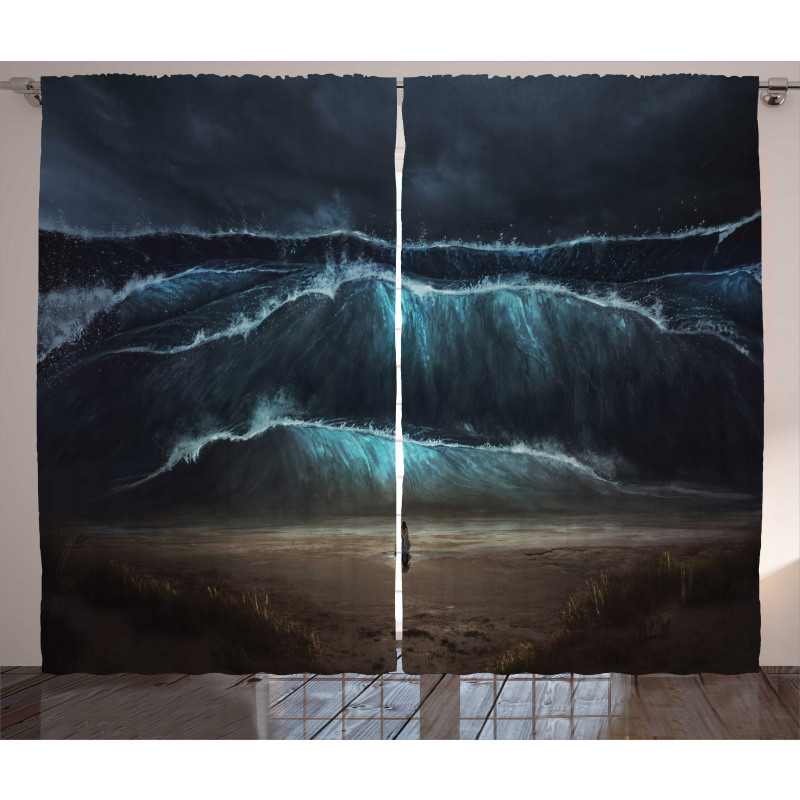 Gothic Wave Alone Woman Curtain