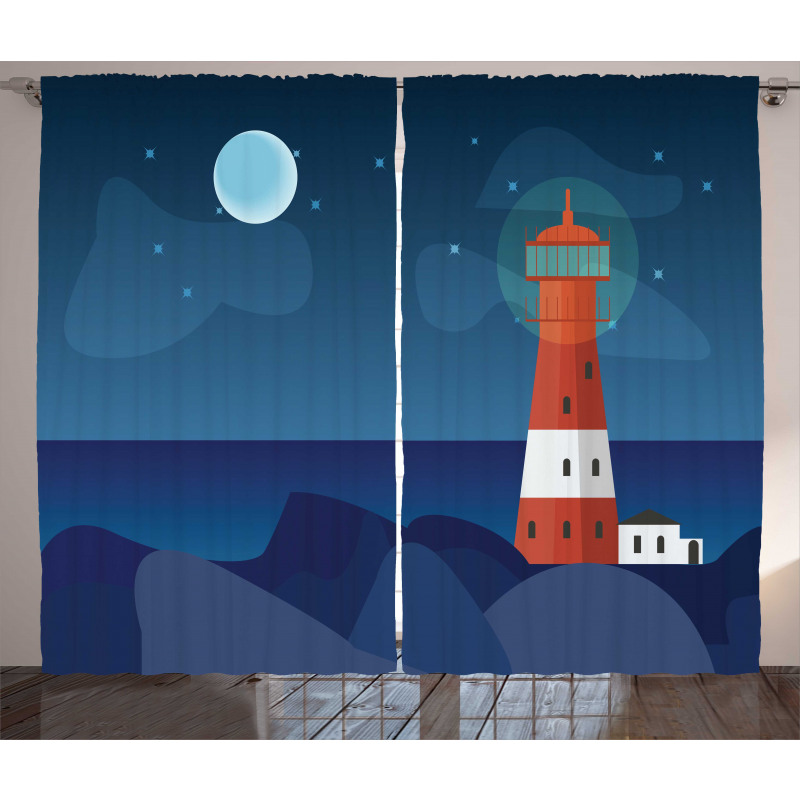 Lighthouse at Night Curtain