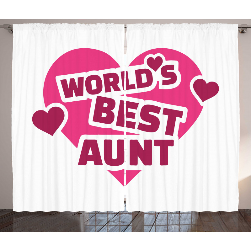 World's Best Aunt Lettering Curtain