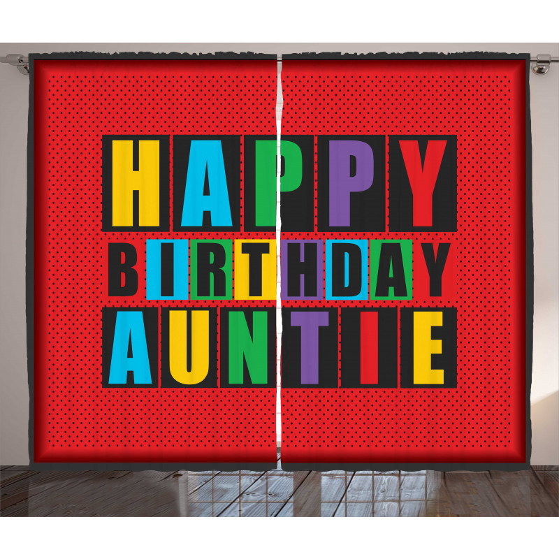 Funky Happy Birthday Auntie Curtain