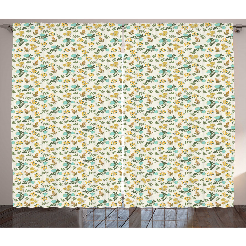 Herbs Flourishing Flowers Curtain