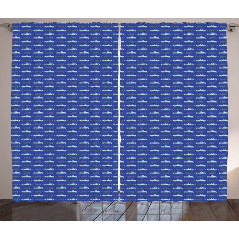 Rural Fence Vehicle Pattern Curtain