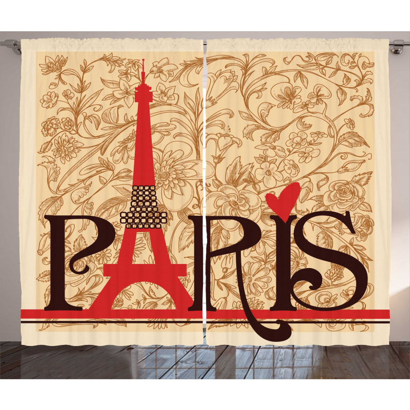 Paris Eiffel Tower View Curtain