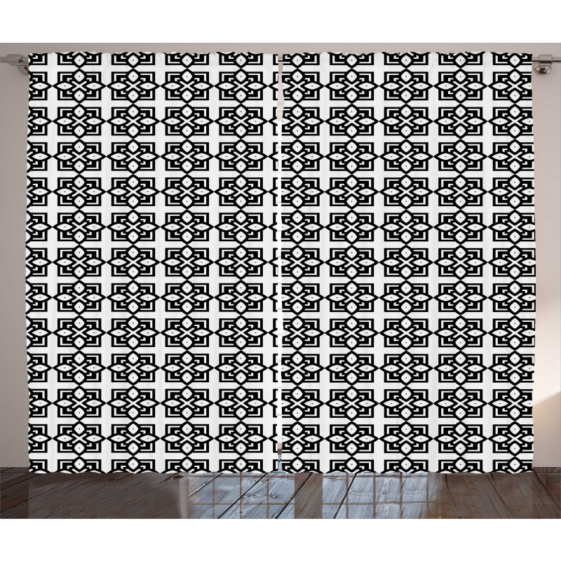 Monochrome Vintage Motif Curtain