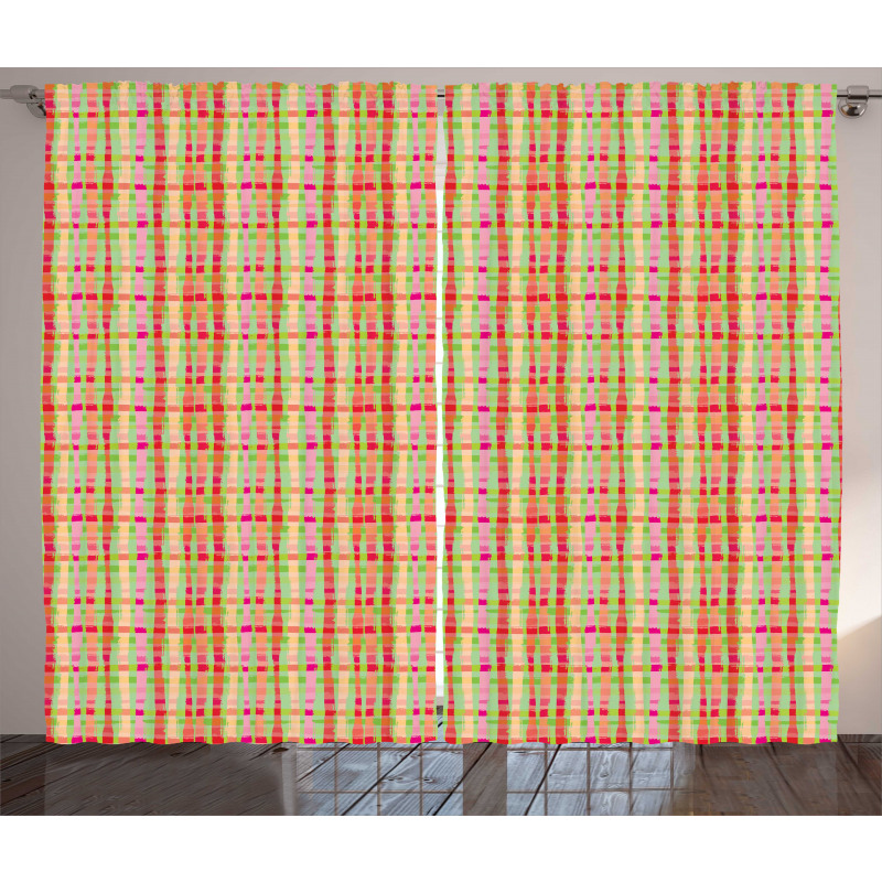 Vivid Modern Grunge Lines Curtain