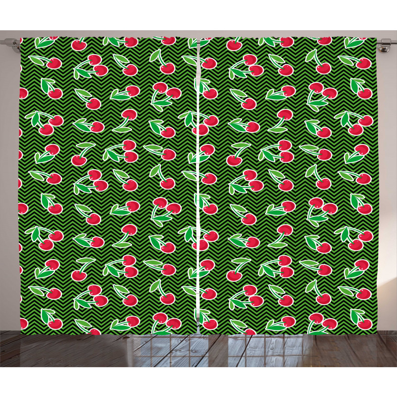 Fresh Fruits on Zigzag Art Curtain