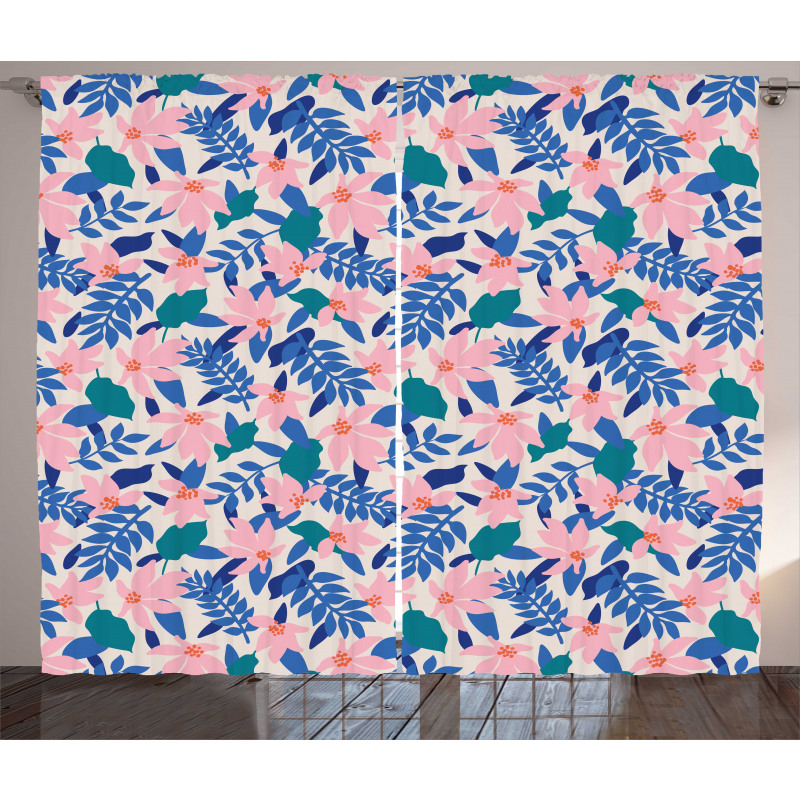 Soft Exotic Flower Leaves Curtain