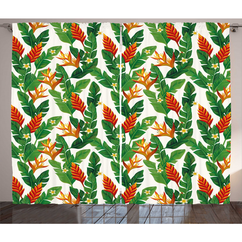 Vibrant Banana Leaves Art Curtain