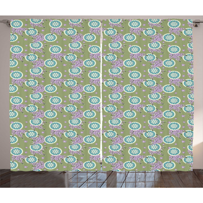 Ornate Round Spring Flower Curtain