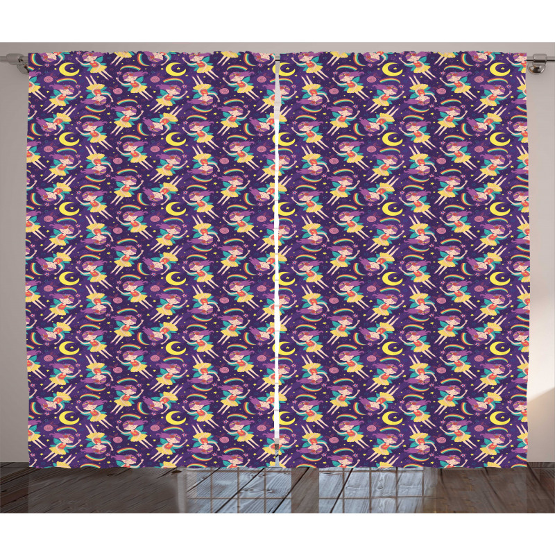 Stars Fairy Moon Rainbows Curtain