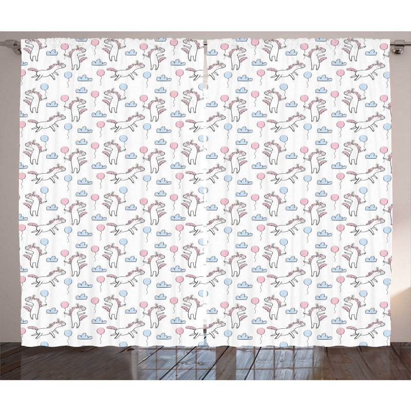 Cloud Balloon Unicorn Party Curtain