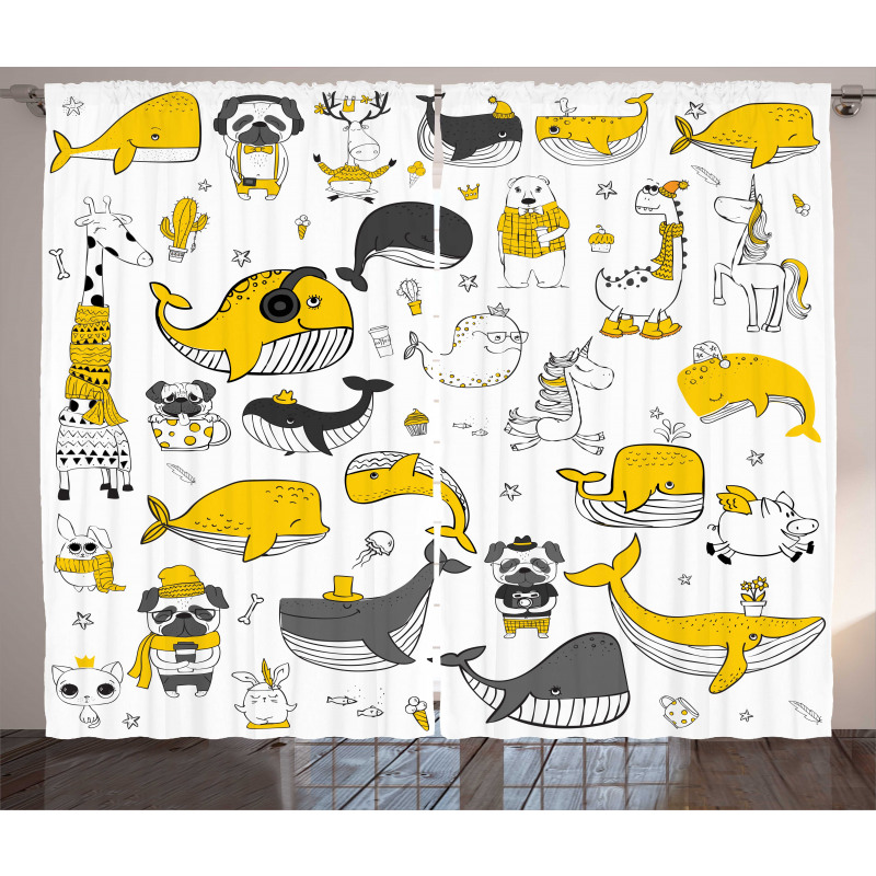 Childish Funny Animals Curtain