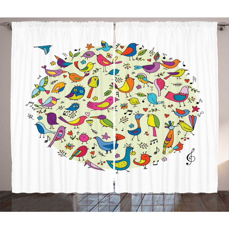 Vivid Little Birds Curtain