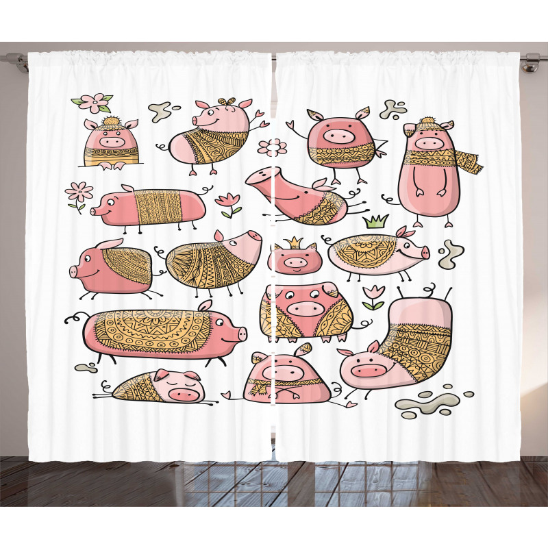 Zentangle Ornate on Pigs Curtain