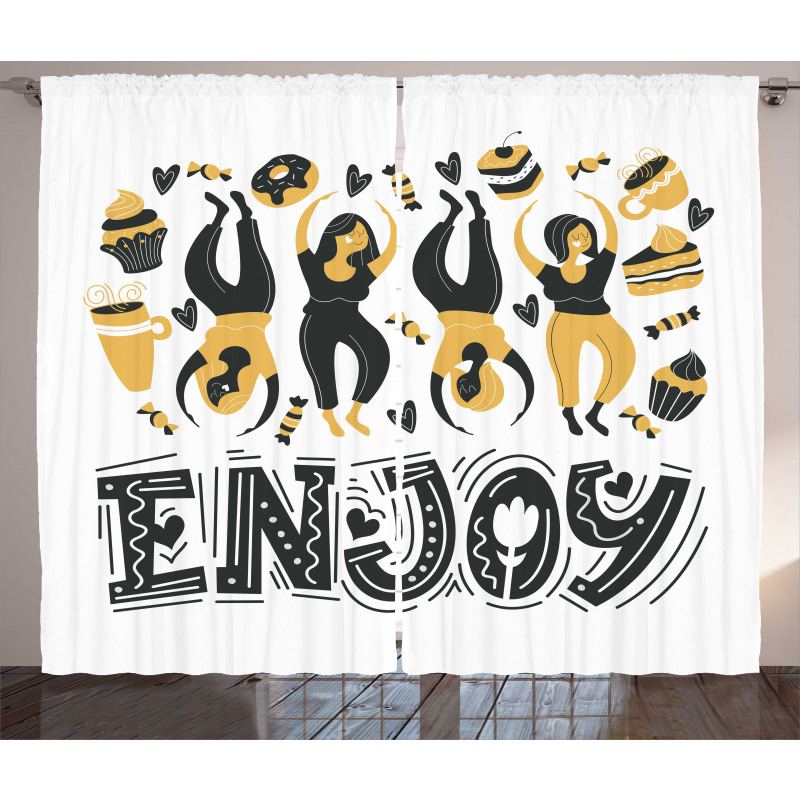 Enjoy Dancing Women Desserts Curtain