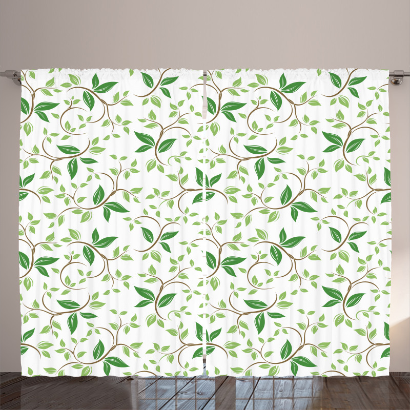 Ivy Green Leaves Curtain