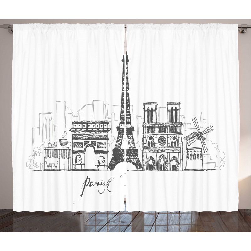 Retro Sketch Curtain