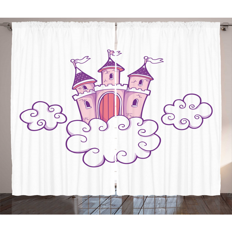 Dreamy Fortress Clouds Art Curtain