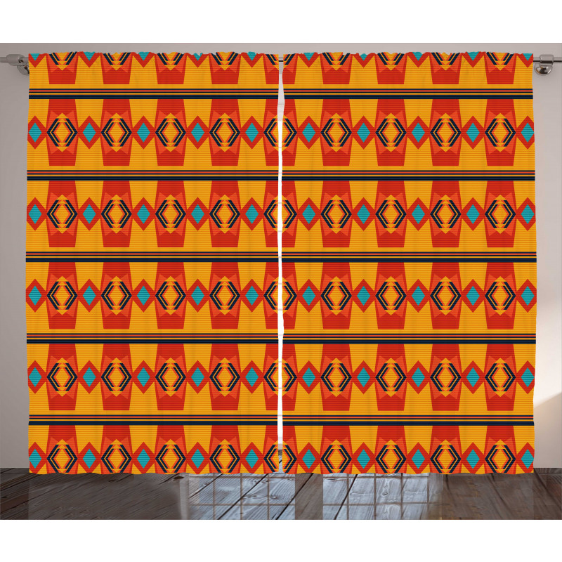 Warm Tones Geometrical Art Curtain