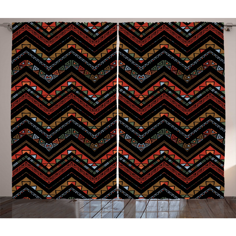 Ethnical Zigzag Chevron Art Curtain