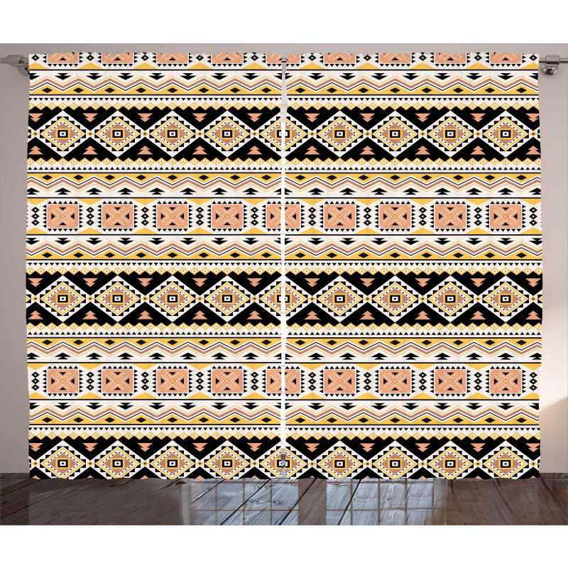 Triangles Tribal Motifs Art Curtain