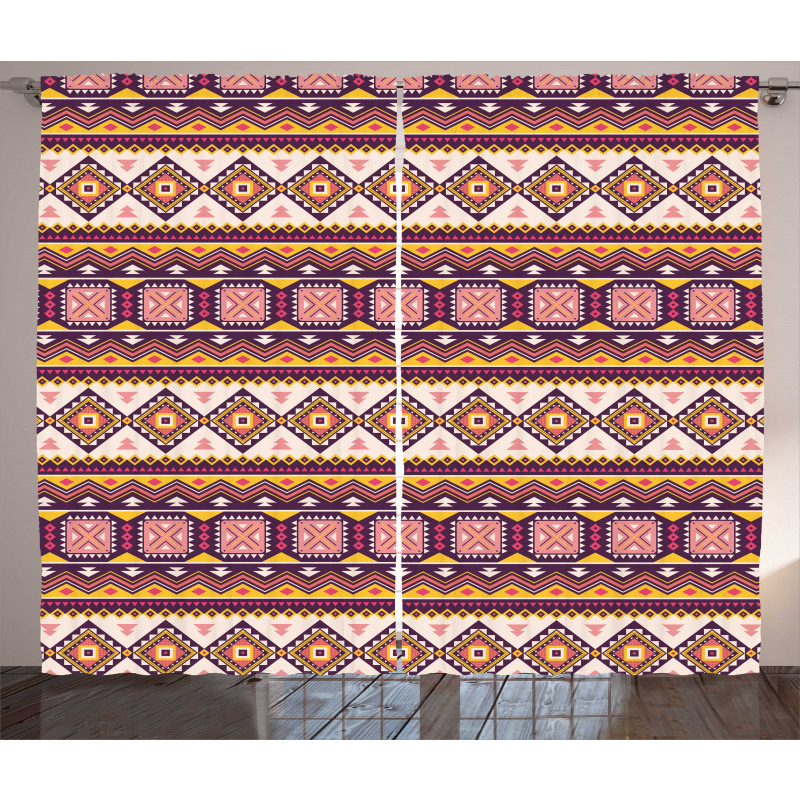 Triangles Vibrant Tone Art Curtain