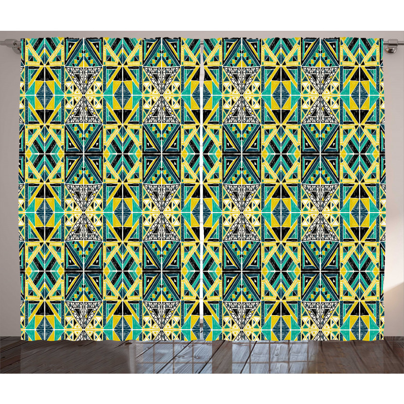 Hand Drawn Geometric Pattern Curtain