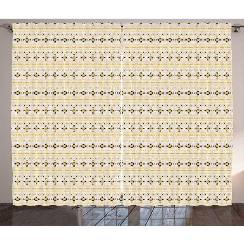 Horizontal Oriental Shapes Curtain