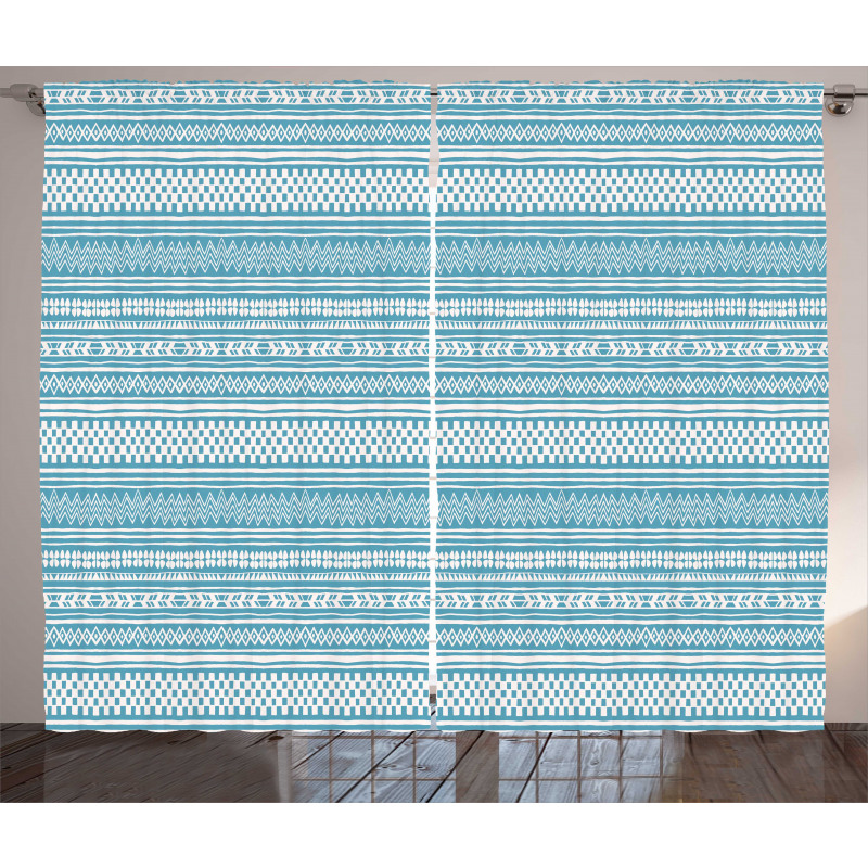 Horizontal Strips and Zigzags Curtain