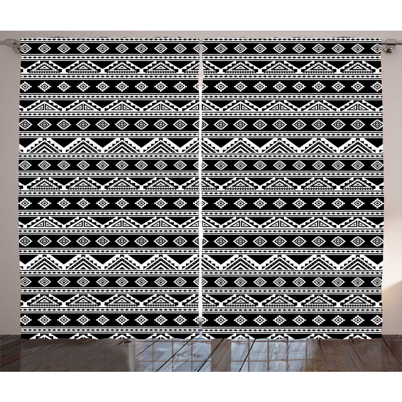 Monochrome Aboriginal Motifs Curtain