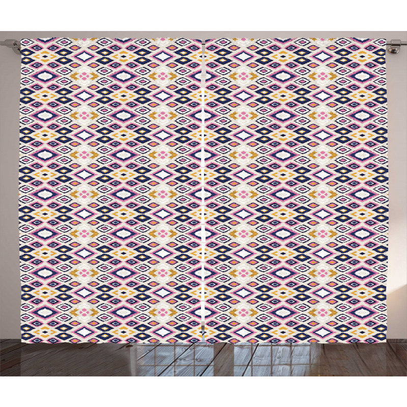 Ikat Inspired Ornate Design Curtain