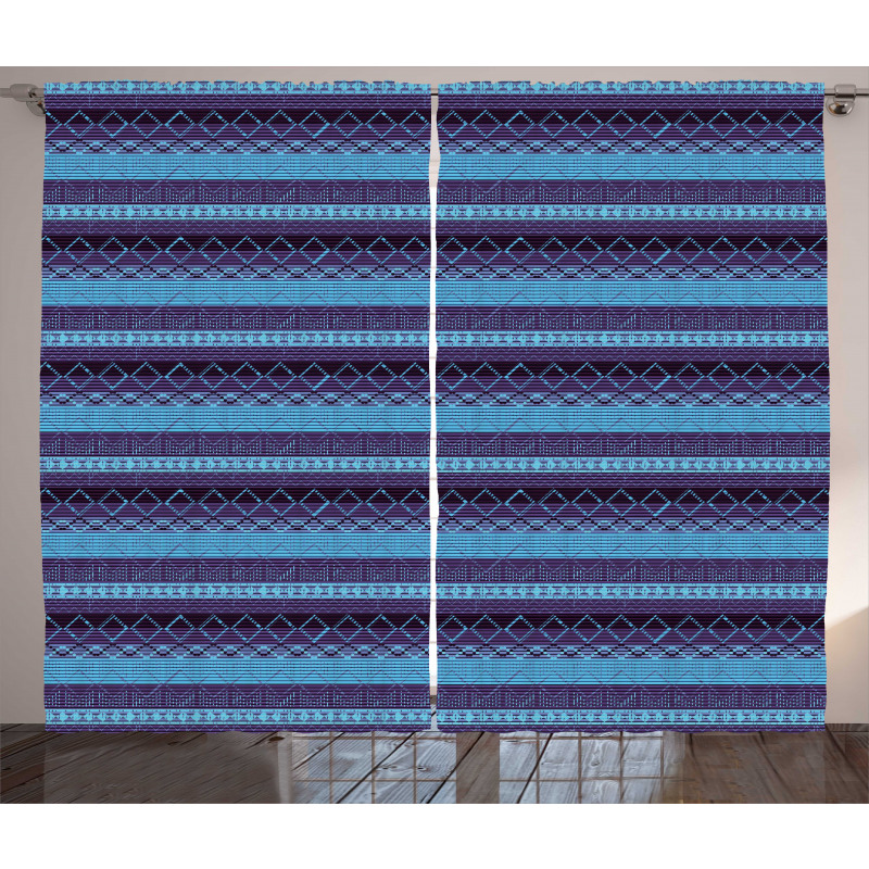 Zigzags Diamond Shapes Strips Curtain