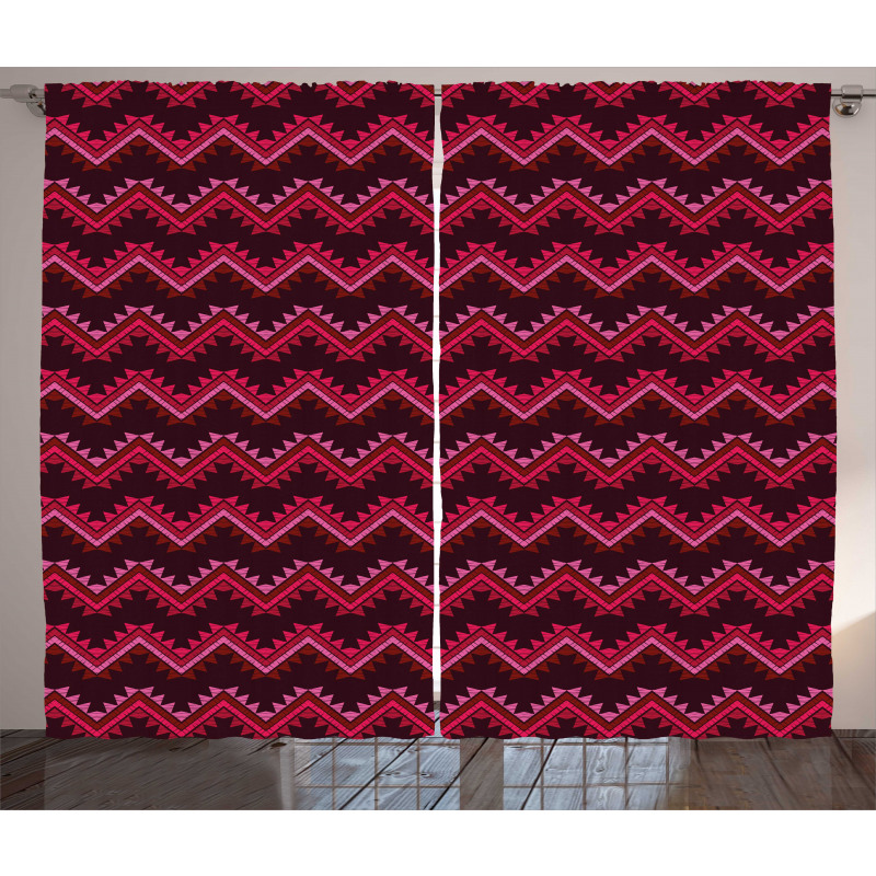 Ethnic Chevrons in Warm Tones Curtain