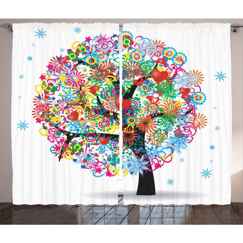 Blooming Flowers Heart Curtain