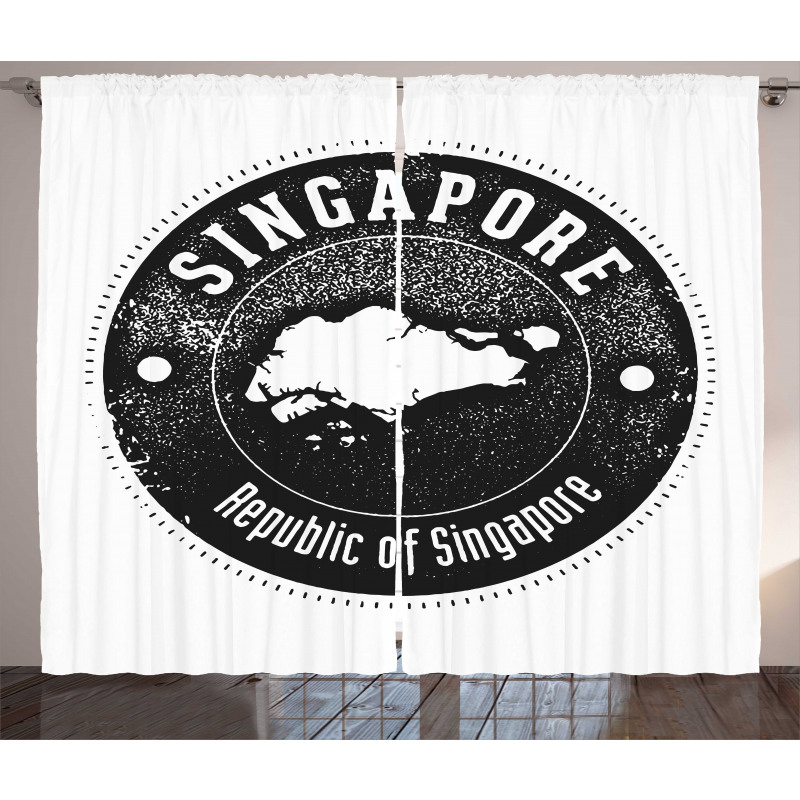 Grunge Round Typography Curtain