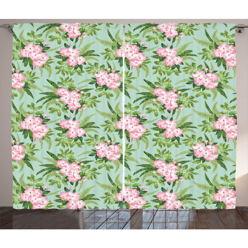 Hibiscus Blooming Bouquets Curtain