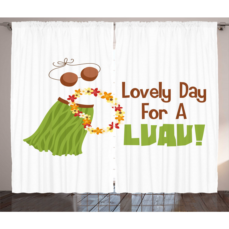 Day for a Luau Wording Ethnic Curtain