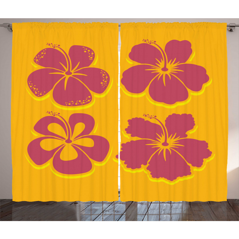 Hibiscus Flower Silhouettes Curtain