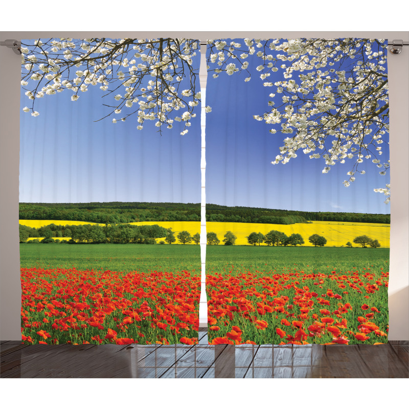 Poppy Field Landscape Curtain