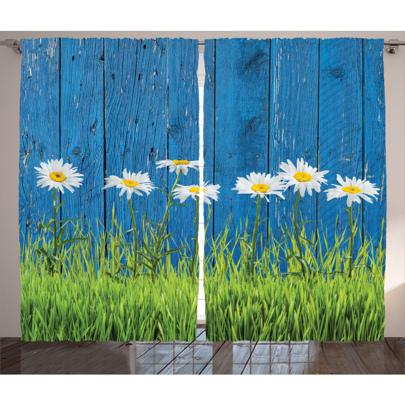 Spring Grass and Daisy Curtain