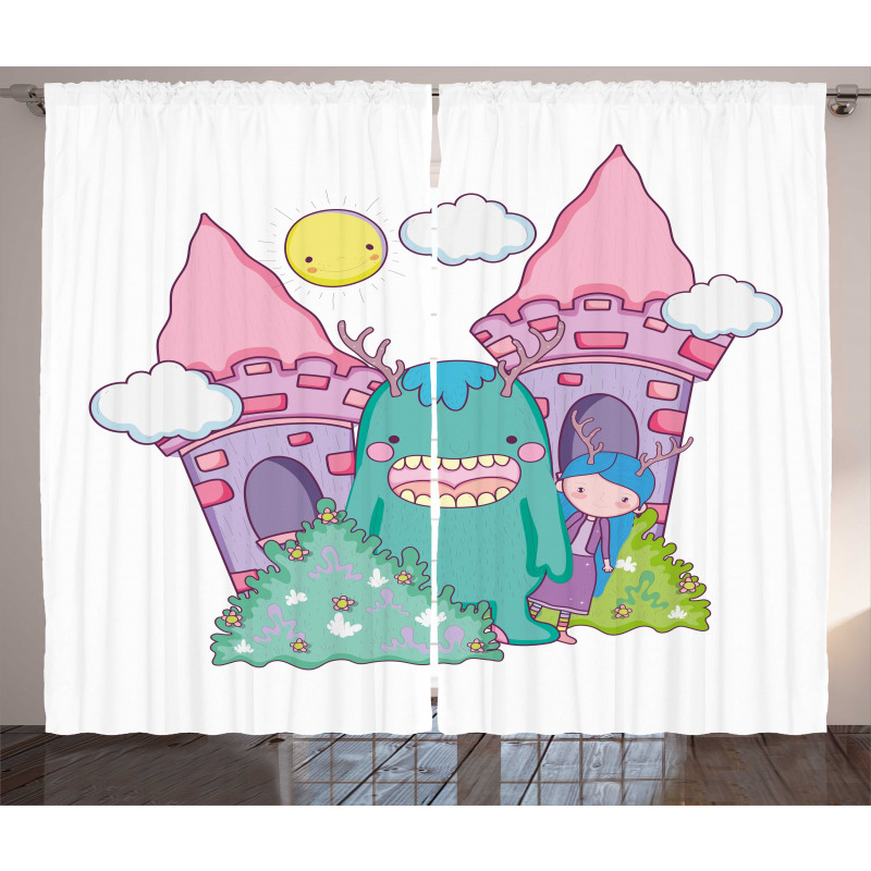 Little Girl Monster Castle Curtain