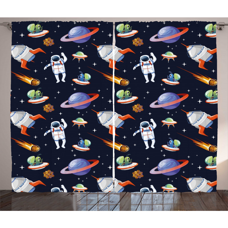 Galaxy Asteroid UFO Astronaut Curtain