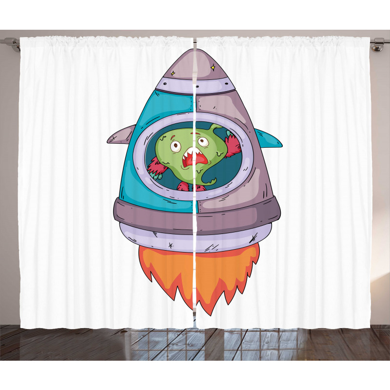 Monster Rocket Space Travel Curtain