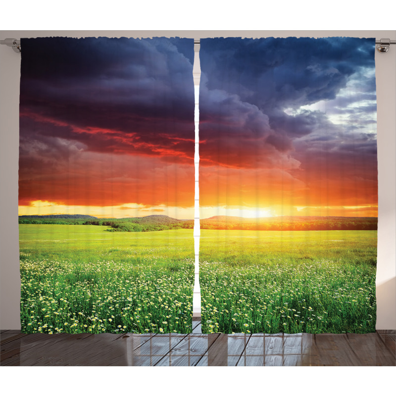 Sunset Modern View Curtain
