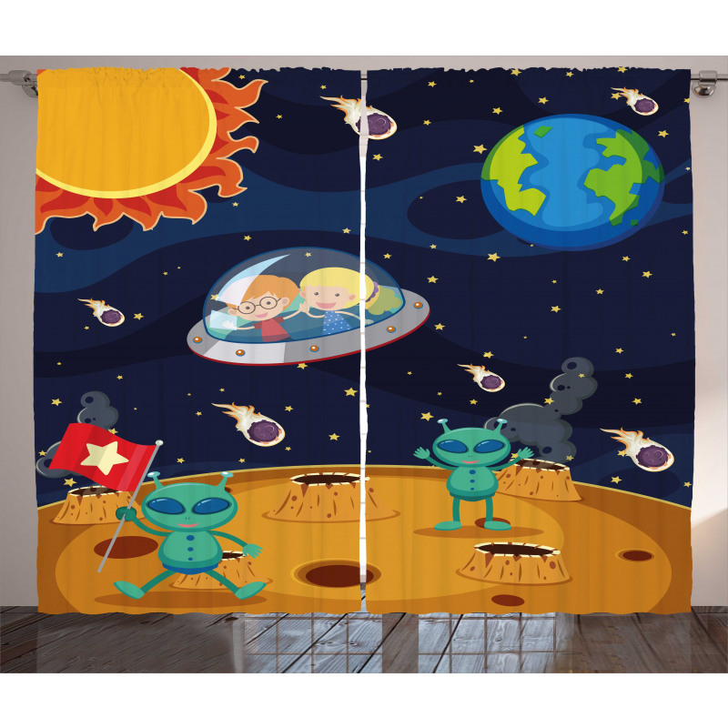 Children Space Travel Galaxy Curtain