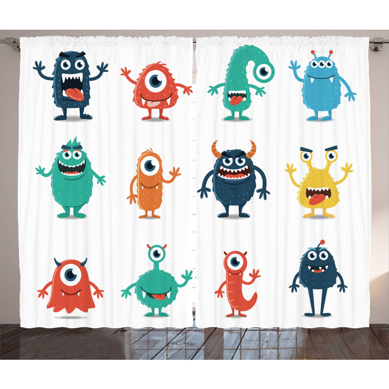 Colorful Monster Graphic Art Curtain