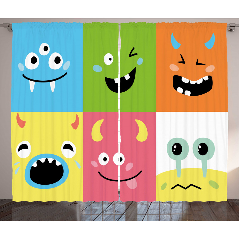 Colorful Blocks Emoticon Curtain