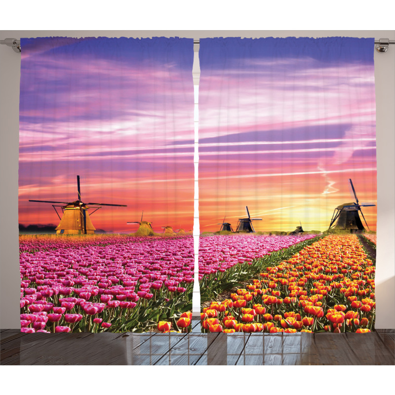 Scenic Tulip Fields Curtain