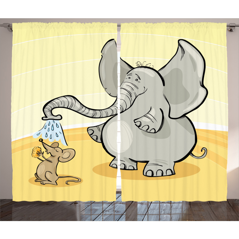 Elephant Bathing Mouse Curtain