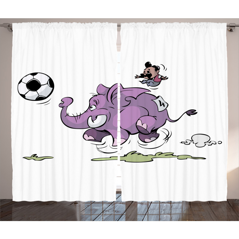 Elephant Playing Soccer Curtain